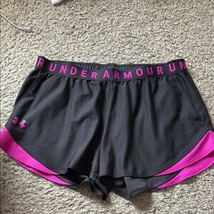 Under Armour Women's Black and Pink Shorts